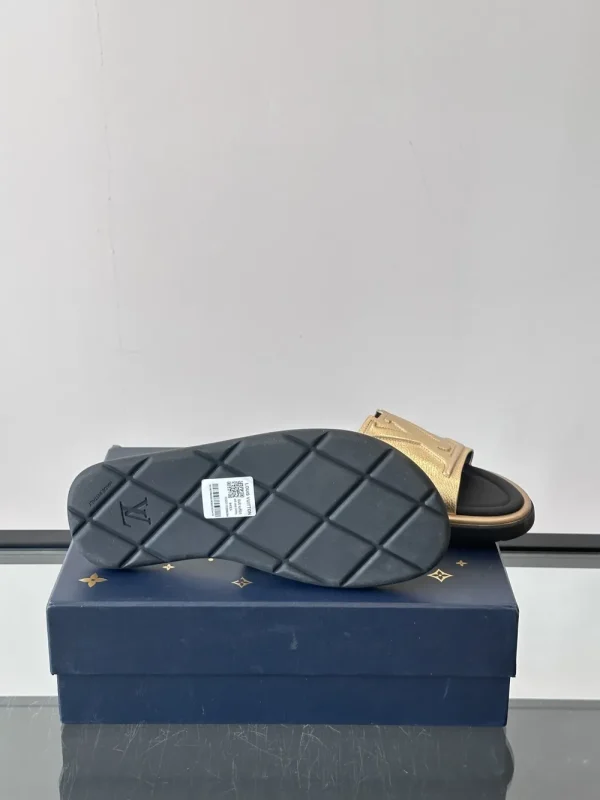 Louis Vuitton Sunbath Men's Gold Leather Slide