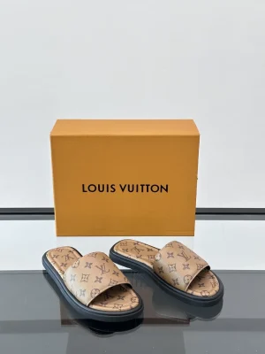 Louis Vuitton Men's Brown Leather Slide Comfort Mule