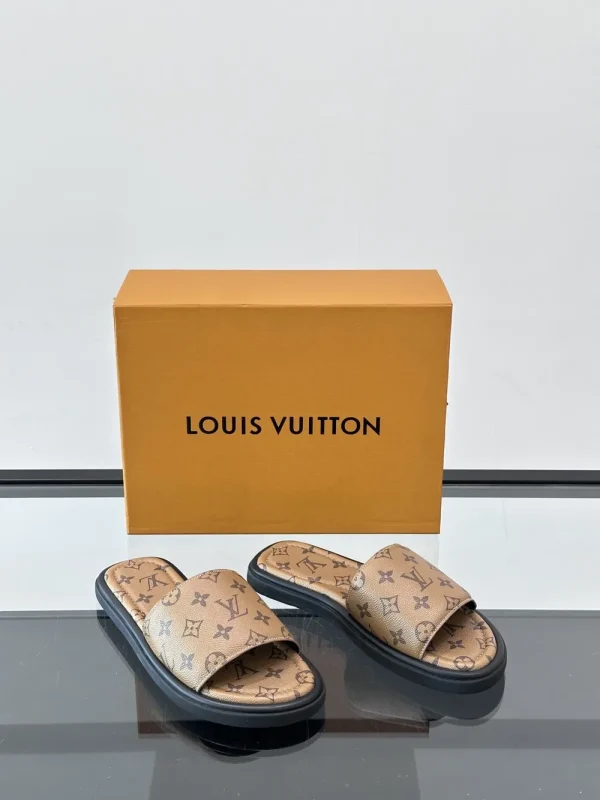 Louis Vuitton Men's Brown Leather Slide Comfort Mule