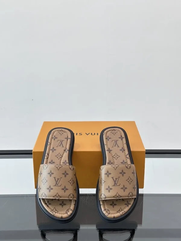 Louis Vuitton Men's Brown Leather Slide Comfort Mule