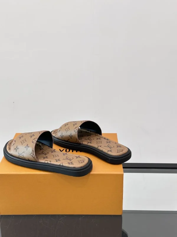 Louis Vuitton Men's Brown Leather Slide Comfort Mule