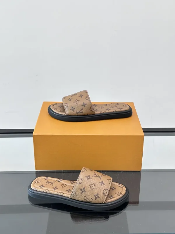 Louis Vuitton Men's Brown Leather Slide Comfort Mule
