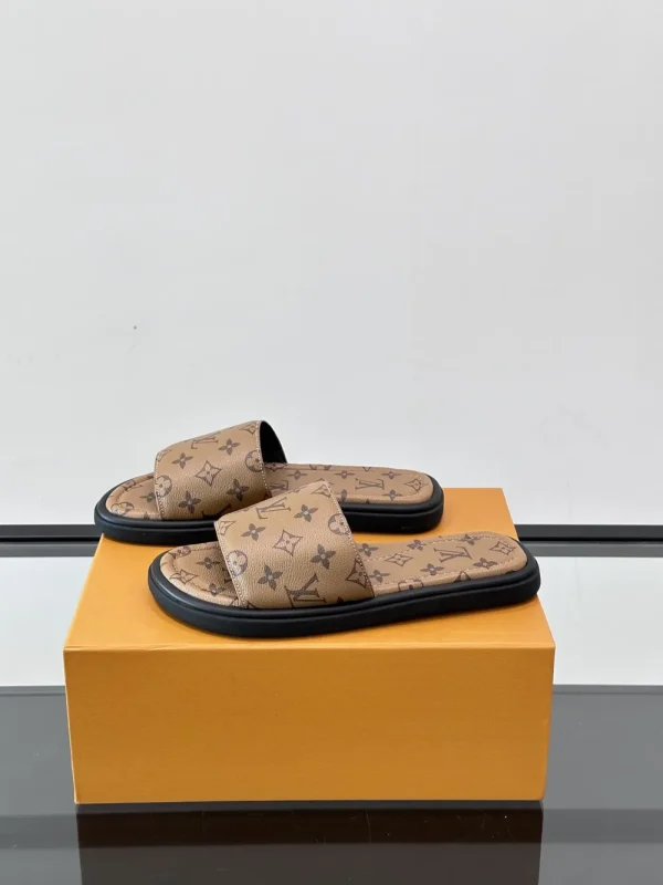Louis Vuitton Men's Brown Leather Slide Comfort Mule