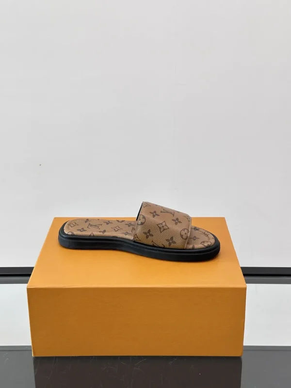Louis Vuitton Men's Brown Leather Slide Comfort Mule