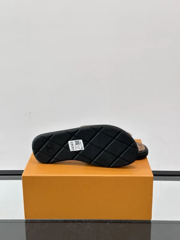 Louis Vuitton Men's Brown Leather Slide Comfort Mule