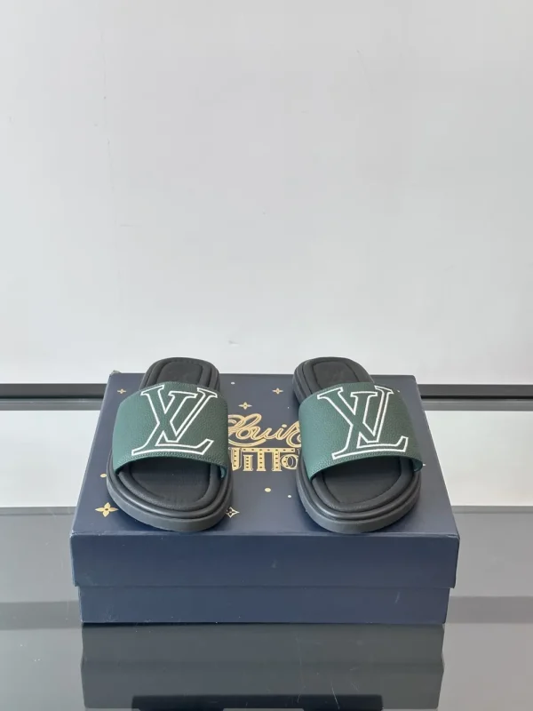 Louis Vuitton Miami Mule Men's Green Canvas Slide