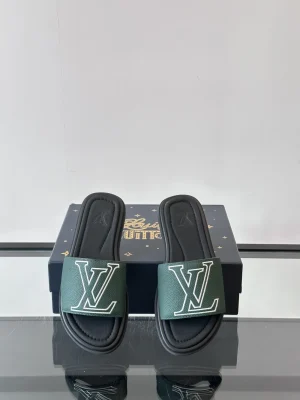 Louis Vuitton Miami Mule Men's Green Canvas Slide