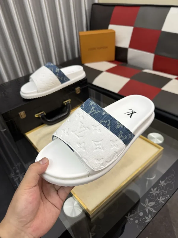 Louis Vuitton Miami Mule Men's White Cowhide Slide