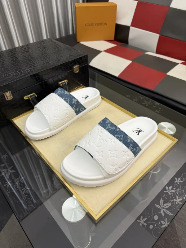 Louis Vuitton Miami Mule Men's White Cowhide Slide