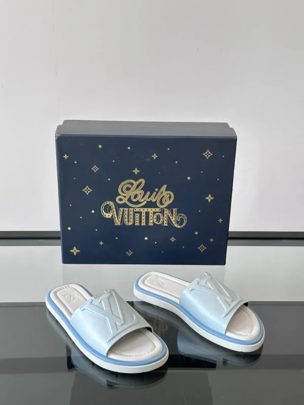 Louis Vuitton Miami Mule Men's White Leather Slide