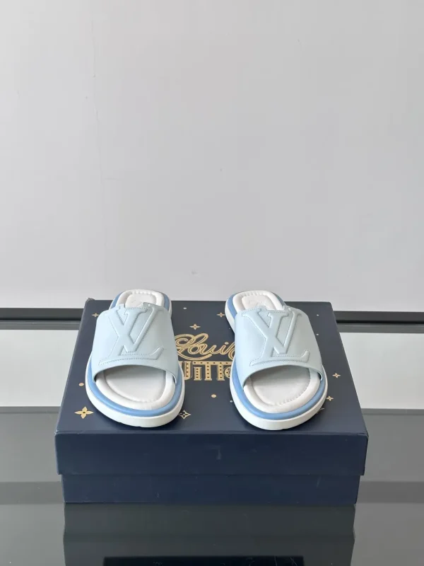 Louis Vuitton Miami Mule Men's White Leather Slide