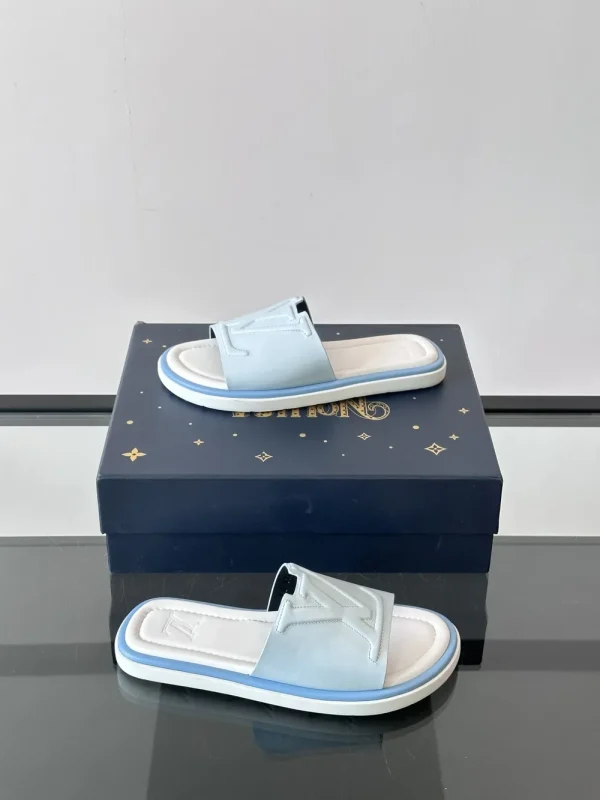 Louis Vuitton Miami Mule Men's White Leather Slide