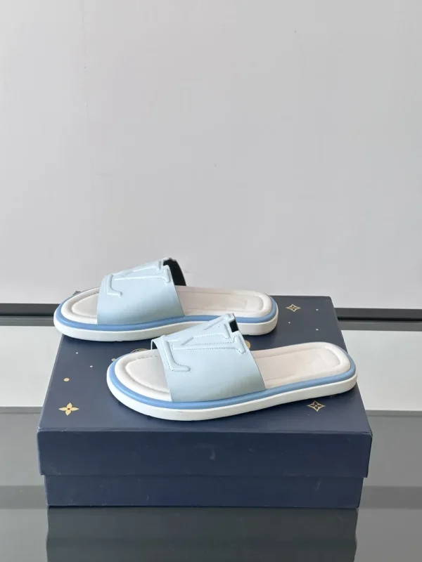 Louis Vuitton Miami Mule Men's White Leather Slide