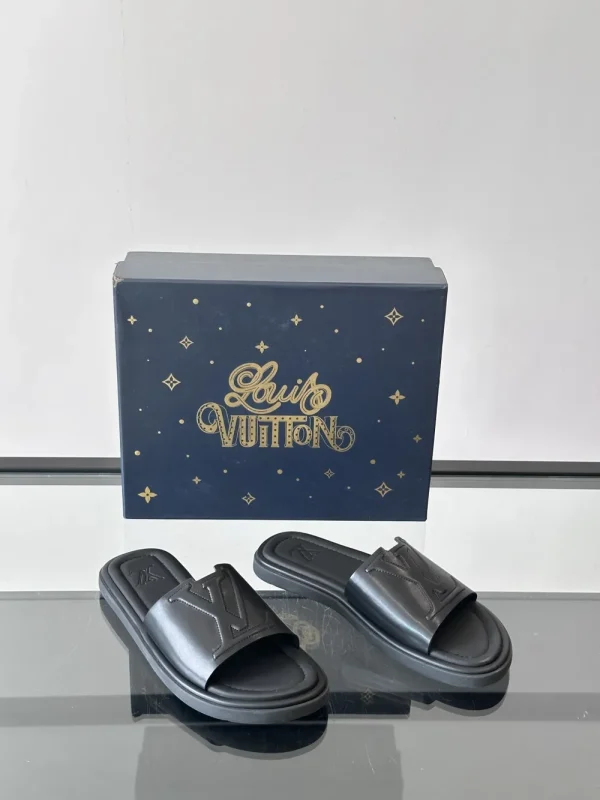 Louis Vuitton Portofino Mule Men's Slide Black Leather
