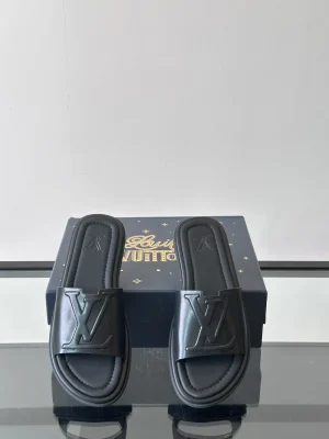 Louis Vuitton Portofino Mule Men's Slide Black Leather