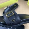 Luxearchive Prada Leather Buckle Slide