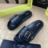 Luxearchive Prada Leather Buckle Slide