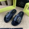 Luxearchive Prada Leather Buckle Slide