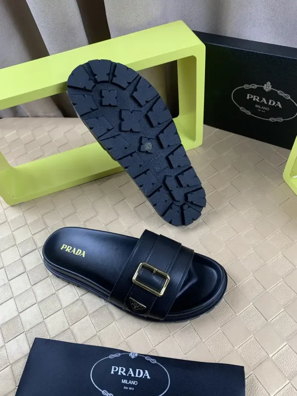 Luxearchive Prada Leather Buckle Slide