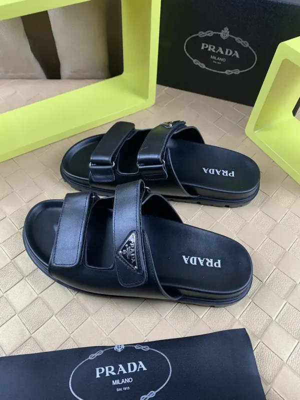 Luxearchive Prada Leather Slide Sandal - Midnight Black