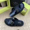 Prada Men's Black Leather Slide with Buckle