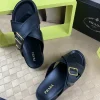 Prada Men's Black Leather Slide with Buckle