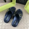 Prada Men's Black Leather Slide with Buckle