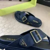 Prada Style Black Leather Men's Sandals