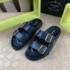 Prada Style Black Leather Men's Sandals