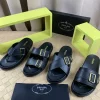 Prada Style Black Leather Men's Sandals