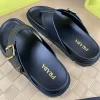 Prada Style Black Leather Men's Sandals