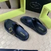 Prada Style Black Leather Men's Sandals