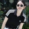 Adidas Originals Women's 3-Stripes Polo Shirt- BLACK/WHITE