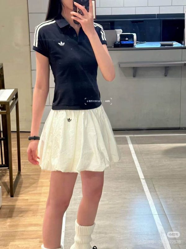 Adidas Originals Women's 3-Stripes Polo Shirt- BLACK/WHITE