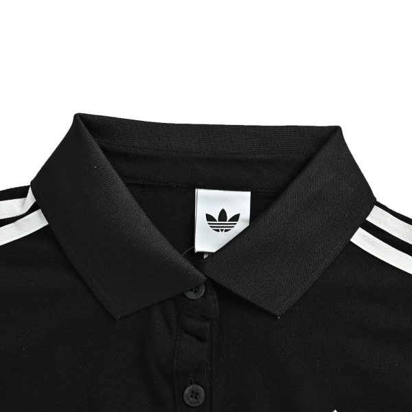 Adidas Originals Women's 3-Stripes Polo Shirt- BLACK/WHITE