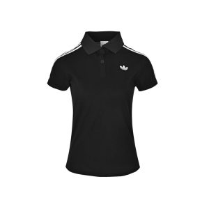 Adidas Originals Women's 3-Stripes Polo Shirt- BLACKWHITE (8) Adidas Originals Women's 3-Stripes Polo Shirt- BLACK/WHITE