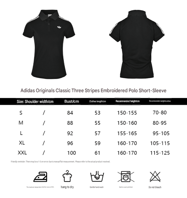 Adidas Originals Women's 3-Stripes Polo Shirt- BLACK/WHITE