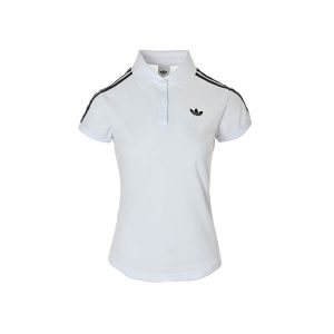Adidas Originals Women's 3-Stripes Polo Shirt- WhiteBlack (6) Adidas Originals Women's 3-Stripes Polo Shirt- White/Black