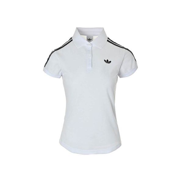Adidas Originals Women's 3-Stripes Polo Shirt- WhiteBlack (6) Adidas Originals Women's 3-Stripes Polo Shirt- White/Black
