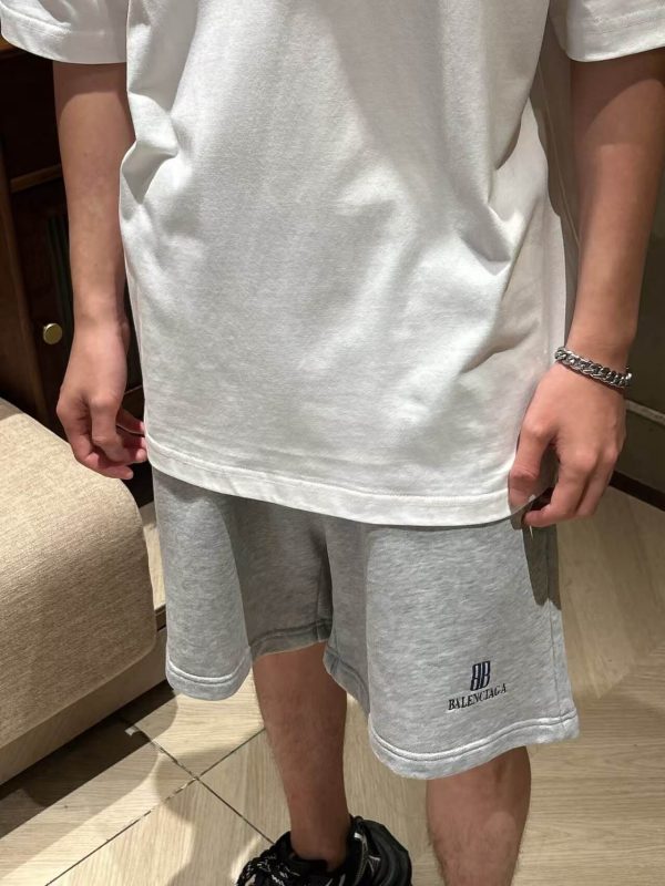 Balenciaga Political Campaign Sweatshorts- Grey Melange (1) Balenciaga Political Campaign Sweatshorts- Grey Melange