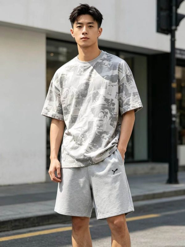 Balenciaga/Puma Essentials Logo Shorts- Gray Heather