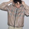Burberry Gradient Check Newport Hooded Jacket- Sand beige