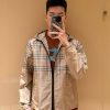 Burberry Gradient Check Newport Hooded Jacket- Sand beige