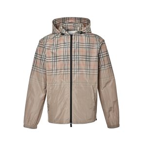 Burberry Gradient Check Newport Hooded Jacket- Sand beige