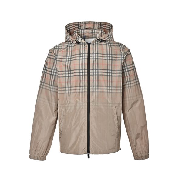 Burberry Gradient Check Newport Hooded Jacket- Sand beige