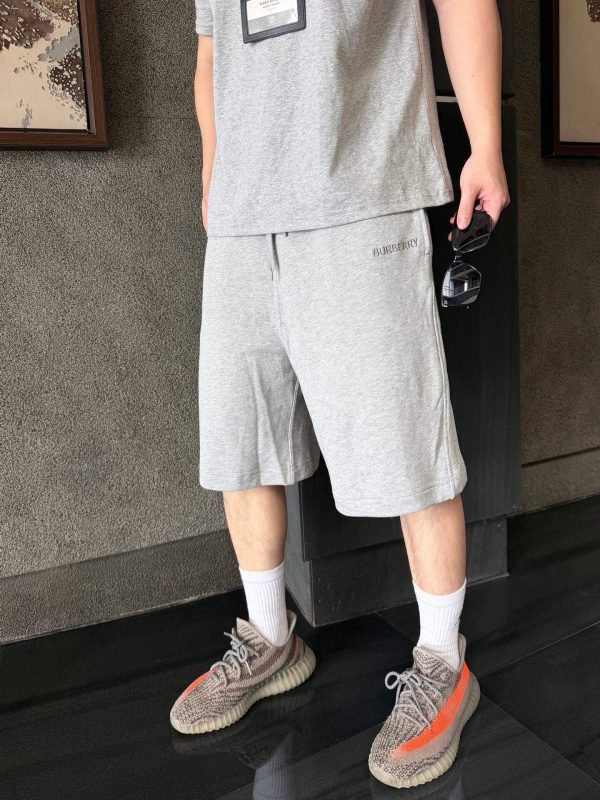 Burberry Logo Cotton Shorts- Grey (1) Burberry Logo Cotton Shorts- Grey