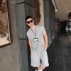 Burberry Logo Cotton Shorts- Grey (3) Burberry Logo Cotton Shorts- Grey