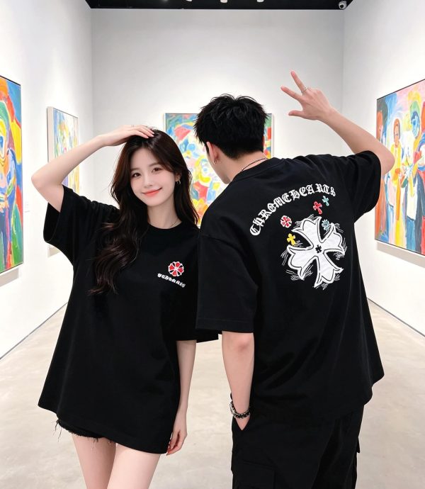 Chrome Hearts Multi Color Cross Cemetery T-shirt- Black (4) Chrome Hearts Multi Color Cross Cemetery T-shirt- Black