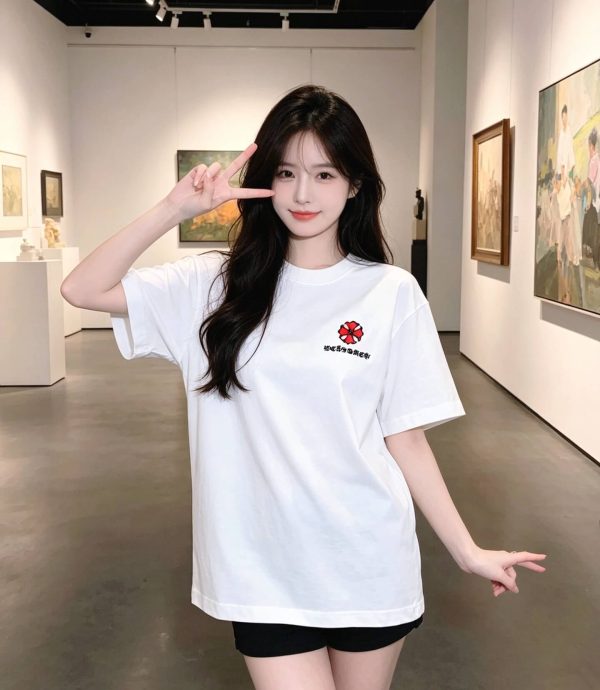 Chrome Hearts Multi Color Cross Cemetery T-shirt- White (1) Chrome Hearts Multi Color Cross Cemetery T-shirt- White