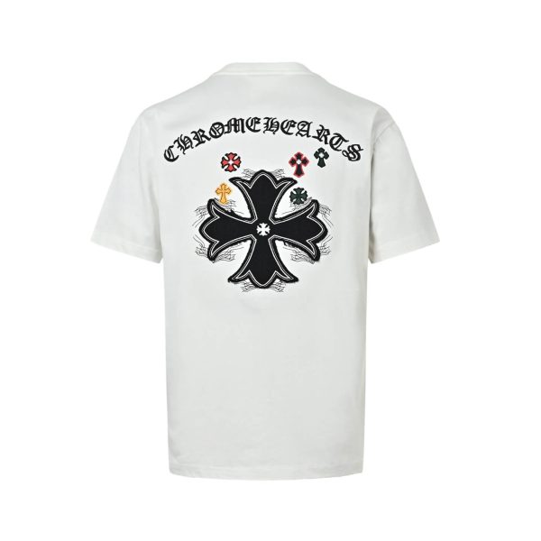 Chrome Hearts Multi Color Cross Cemetery T-shirt- White (6) Chrome Hearts Multi Color Cross Cemetery T-shirt- White